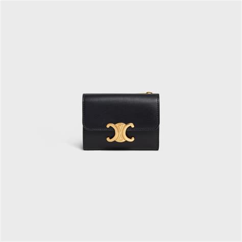 celine compact|CELINE Calfskin Compact Triomphe Wallet With Coin Purse .